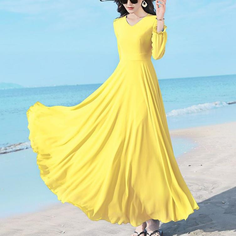 Летняя мода Новое корейское простое элегантное шифоновое платье средней длины Однотонное V-образный вырез Талия Молния Пэчворк Платья с рукавами-бабочками