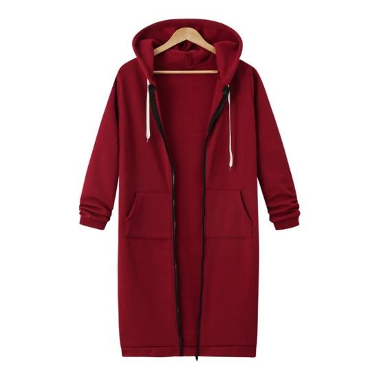 Zip Up Hoodies for Women Oversized Fleece Long Tunic Hooded Sweatshirt Fall Winter Casual Drawstring Coat with Pockets