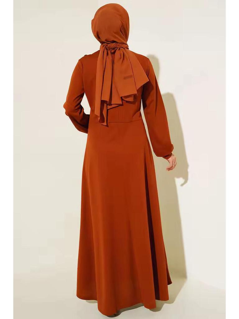 Элегантное однотонное платье с длинными рукавами для мусульманок Ближнего Востока - модный халат весна/осень