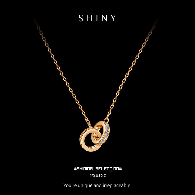 Стильное женское ожерелье с двумя кольцами на ключицу — универсальное, нишевый дизайн, высококачественные серебряные украшения