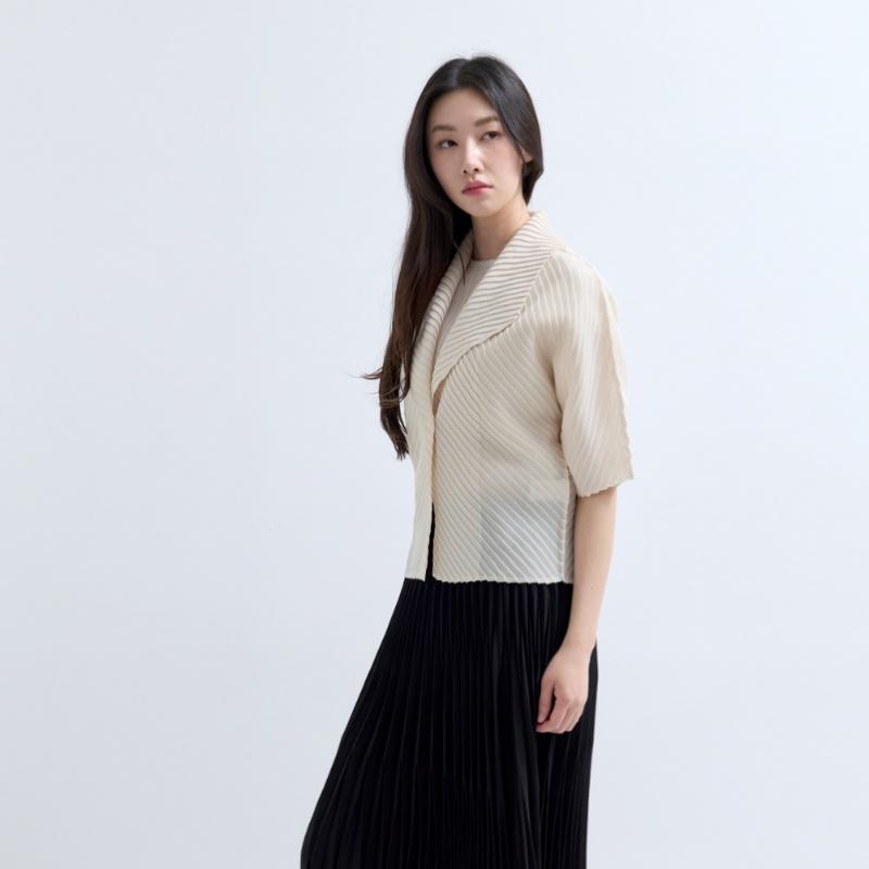 Pleats Me Double Pleated Shawl Collar Single Breasted Jacket Ppjkm025002