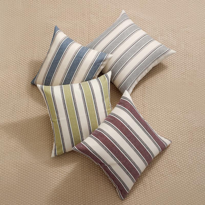 Korean Linen Classic Wide Stripe Pillow Cover Back Pillow Cushion Cover 5 Colors Sofa Home Car Use