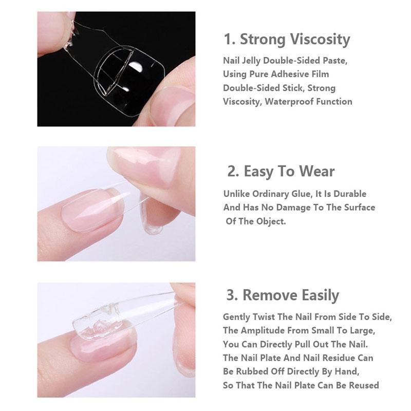 240 шт. прозрачная двухсторонняя клейкая ультратонкая лента для накладных ногтей розового желе