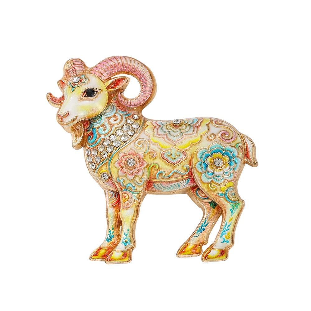 Enamel Painted Sheep Brooch Vintage Fashion Brooch Pin Durable Animal Brooch  Outfit Styling