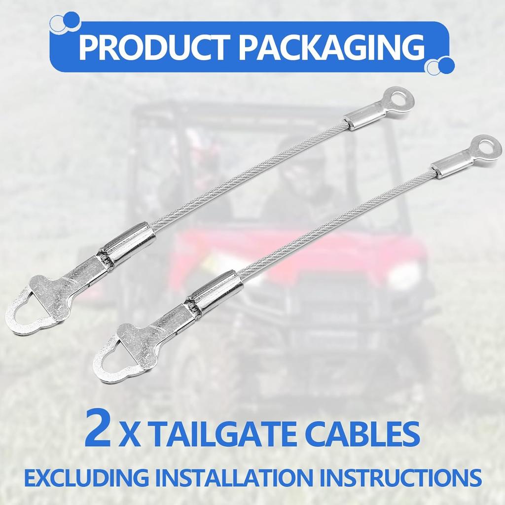 2PCS Tailgate Cable Compatible With Polaris Ranger 2005-2006, 500 2005-2010, 700 2005-2009, 800 2010-2016, 900D 2011-2014 Tail Gate Cable Replace #