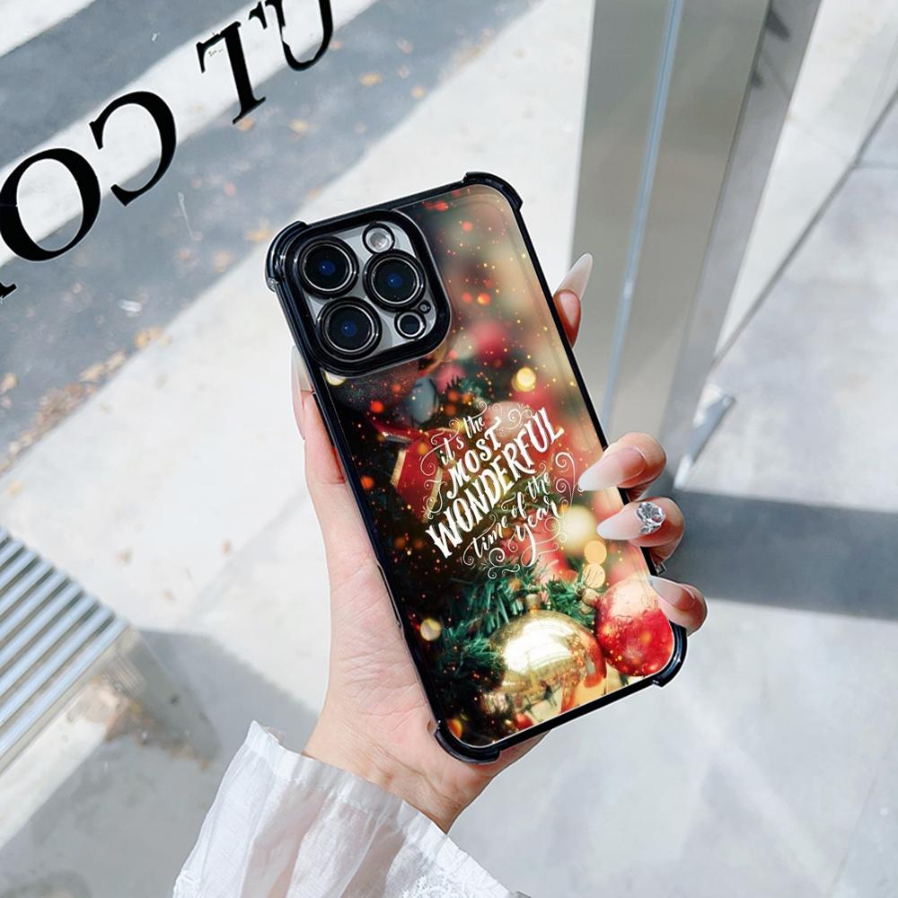 Чехлы для телефонов Ae115 Merry Christmas Happy New Year из гальванизированного ТПУ для iPhone 16 15 13 11 Pro Max 14 Plus Infinix Smart 8 с четырьмя углами защиты