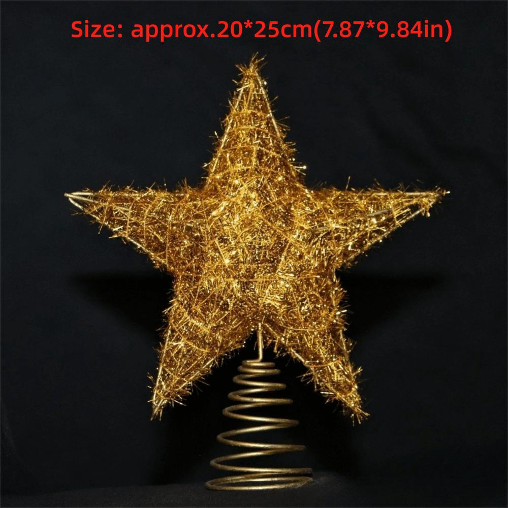 Hollow Xmas Tree Ornament 3D Glitter Star Glowing Tree Topper Creative Christmas Trees Topper