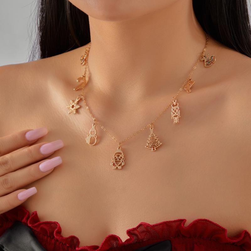 Преувеличенное рождественское колье-чокер с бусинами в виде колокольчиков для женщин, модная рождественская подвеска, цепочка для ключицы, ювелирное украшение для новогодней вечеринки, подарок