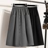 New Spring Plus Size Women Skirts Loose Elastic Waist Oversize Fashion A-Line Solid Pleated Long Skirts