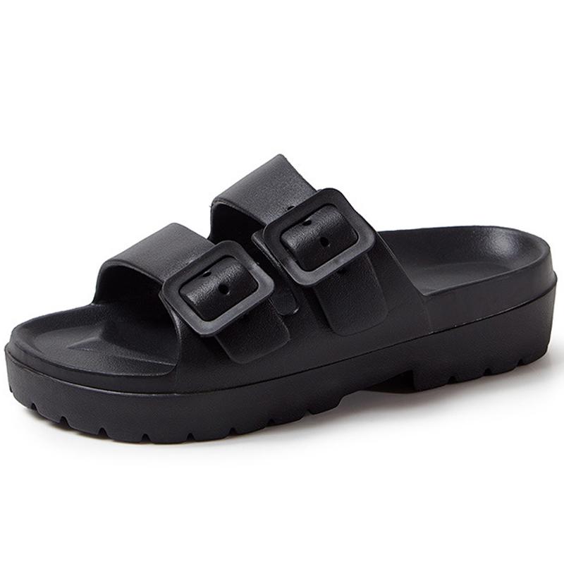 Модные женские сандалии на платформе Shevalues 2025 Лето Новинка Уличные Нескользящие Пляжные Шлепанцы с Двойной Пряжкой Женские Модные EVA Слайды