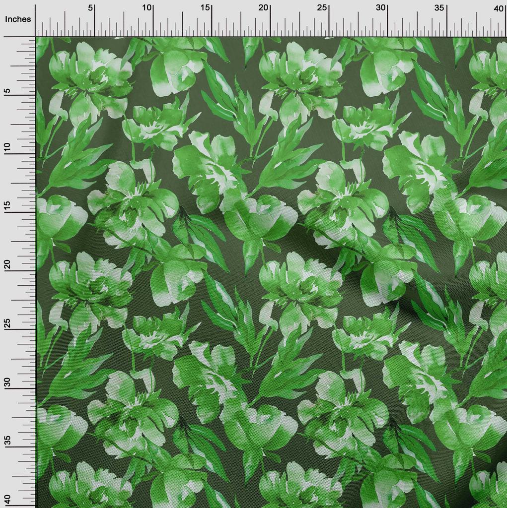 oneOone Хлопчатобумажная гибкая зеленая ткань с цветочным принтом, принадлежности для квилтинга, швейная ткань с принтом в ярдах, 40 дюймов