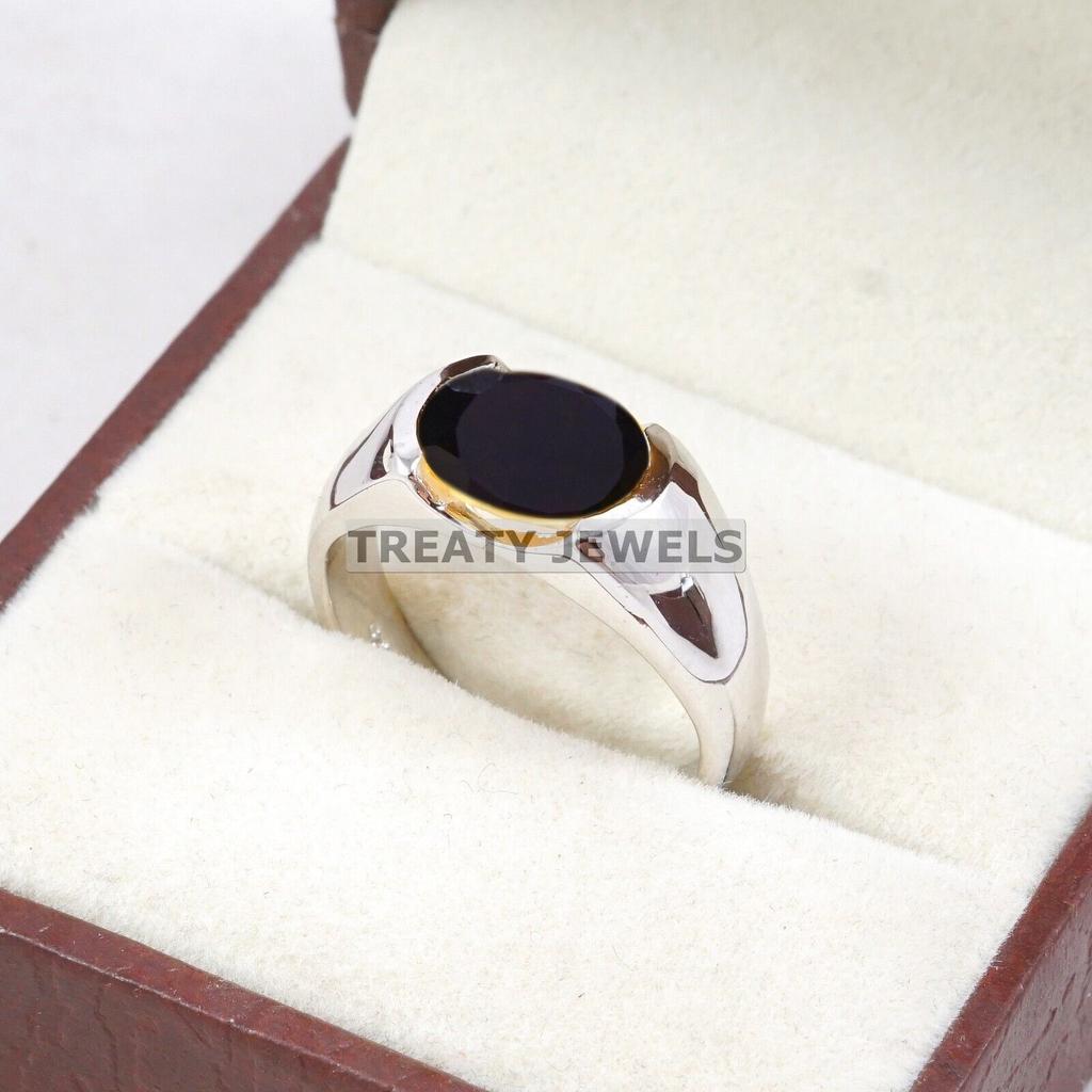 Black Onyx Oval Cut Gemstone With 925 Sterling Silver Ring For Men's #A829 JL375666929343