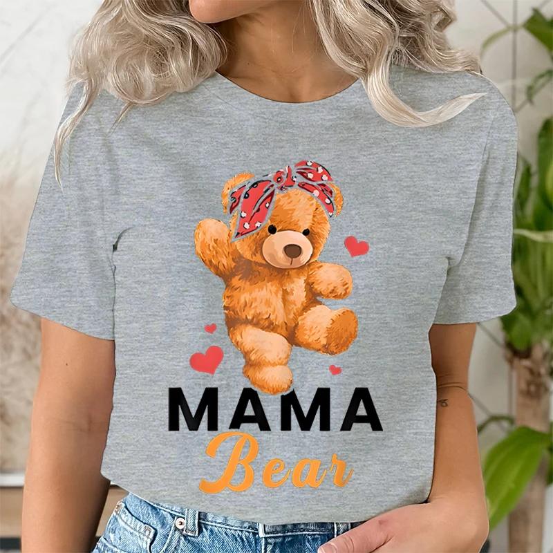 Teddy Mama Bear Graphic T Shirts Unisex Cartoon Bear Lover Graphic Tee Cute Teddy Mom Printed Unisex Tshirt Cartoon Classic Tops