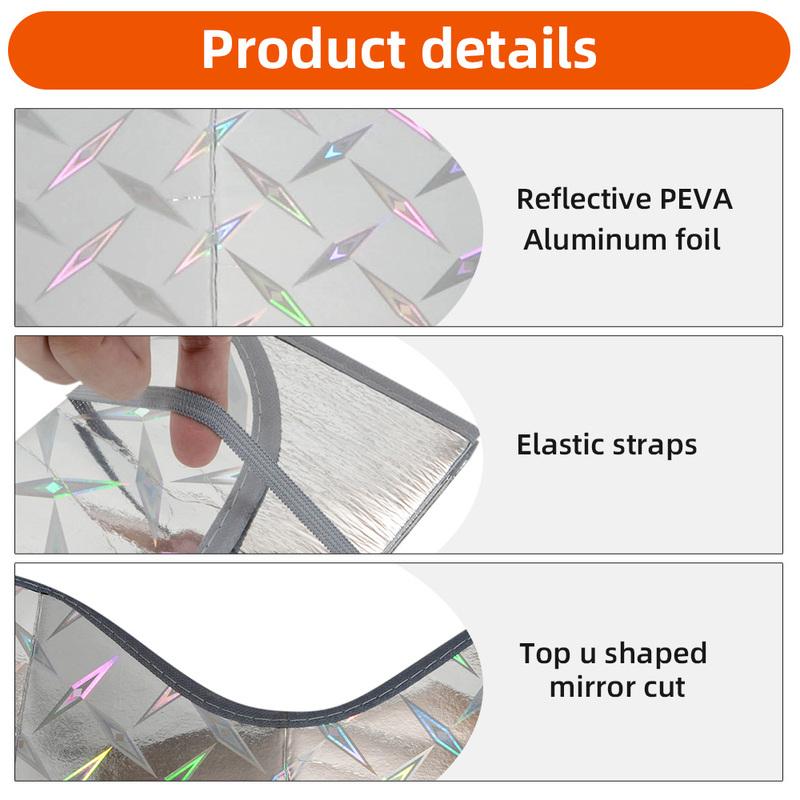 Reflective UV Shield Window Visor Foldable Sun Shade Blocks all UV Light with 2 Suction Cups