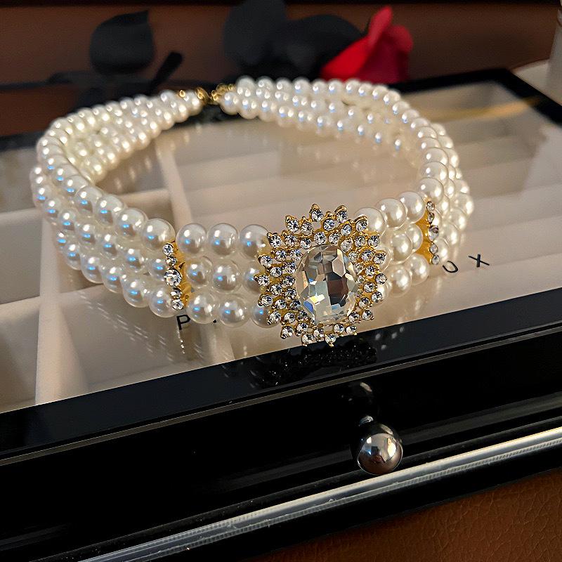 Многослойное ожерелье из жемчуга и бриллиантов – летняя устойчивая к выцветанию цепочка на ключицу, корейский стиль