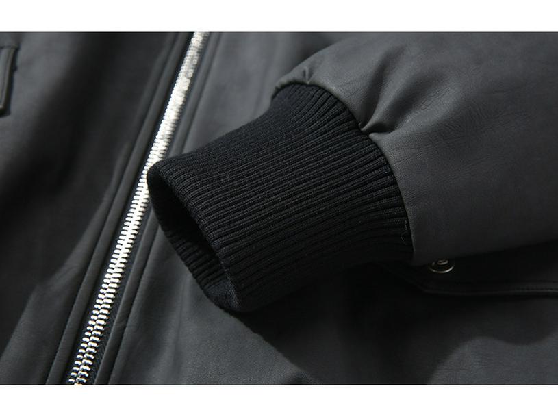 Men's 2025 Autumn/Winter Retro American Style PU Leather Down Jacket with Detachable Fur Collar