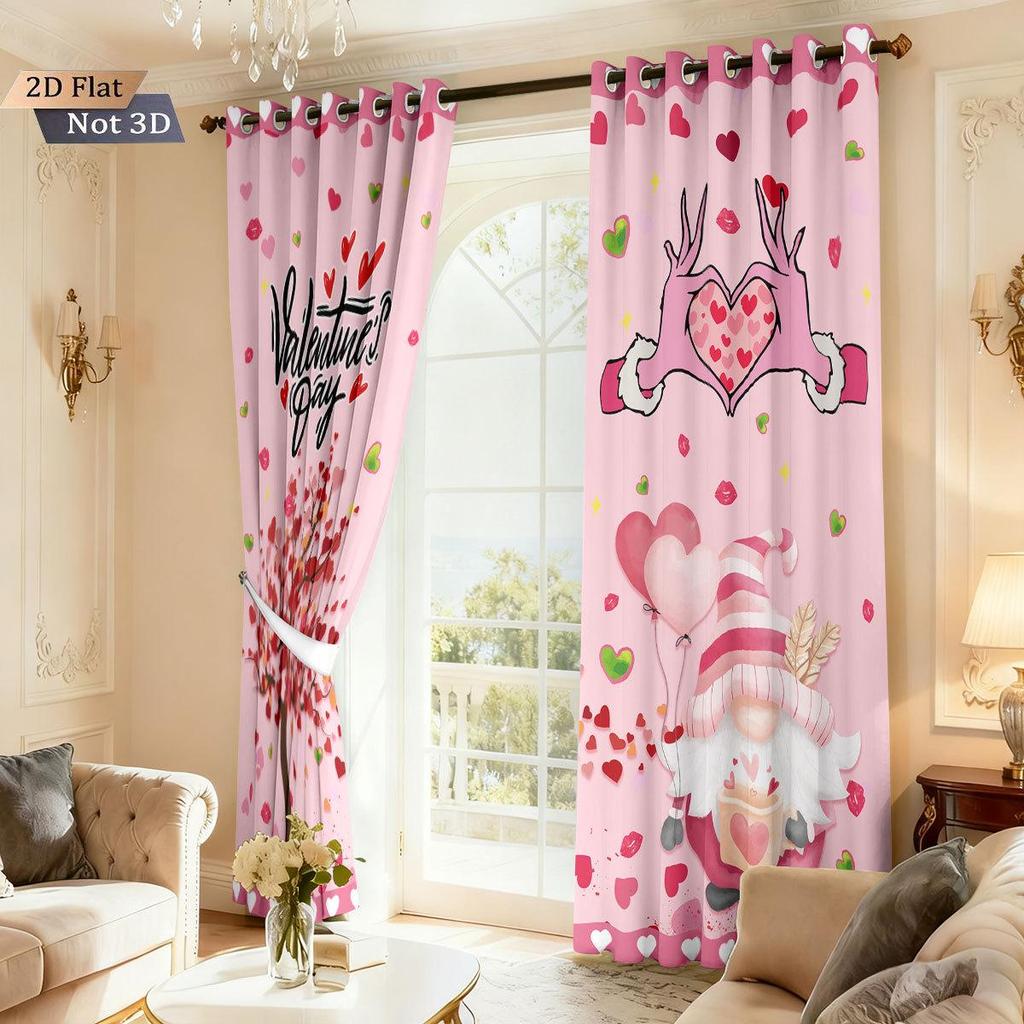 Затемняющие шторы с цифровым принтом в виде сердца ко Дню святого Валентина, Полиэстер на заказ с высокой степенью защиты от солнца.