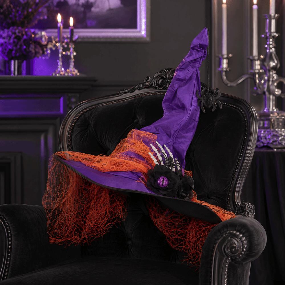 Eyeball Flower Halloween Hat Lace Wizard Cap Baroque Witch Hat Parties