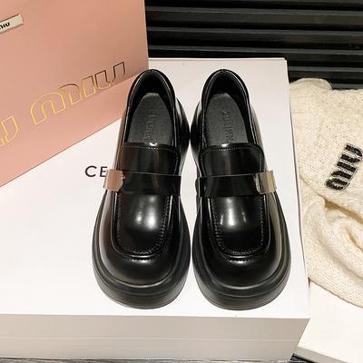 Версия из коровьей кожи~ лоферы на платформе женские новые весенние кожаные туфли из мелкой кожи на липучке