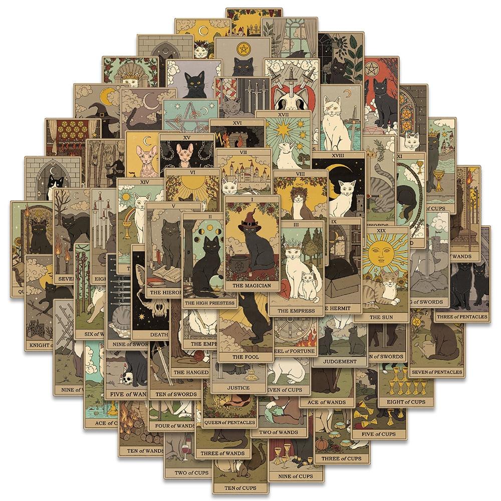 10/72 шт. Новый стиль, наклейки с изображением кота Таро, граффити, тайное гадание, мультяшная кошка, карты Таро для DIY, багажа, ноутбука, скейтборда, мотоцикла, велосипеда, наклейки