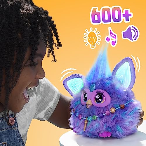 Hasbro Furby Purple Voice-Responsive Interactive Toy for Boys and Girls Ages 6+ with 15 Fashion Accessories, Animatronic, Motorized Plush Toy for Kids