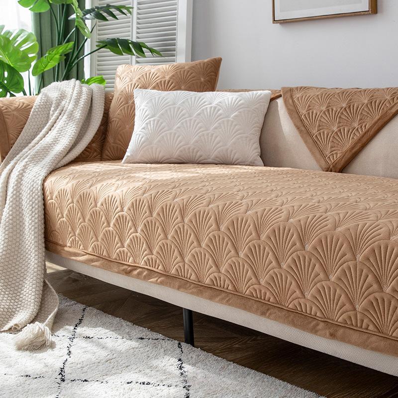 Универсальная нескользящая зимняя плюшевая утолщенная однотонная подушка для дивана на четыре сезона, простой скандинавский простой чехол для дивана, чехол