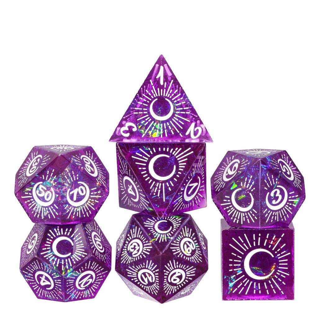 Cusdie Кубики с острыми гранями DND Узорчатые кубики D&D Настольные игры 7 Ручной работы Набор многогранных кубиков для ролевой игры Pathfinder