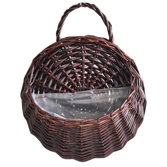 1 Set Plant Basket Handmade Weaving Multi-Function Rattan Wall Fence Hanging Pot Plants Holder for Garden