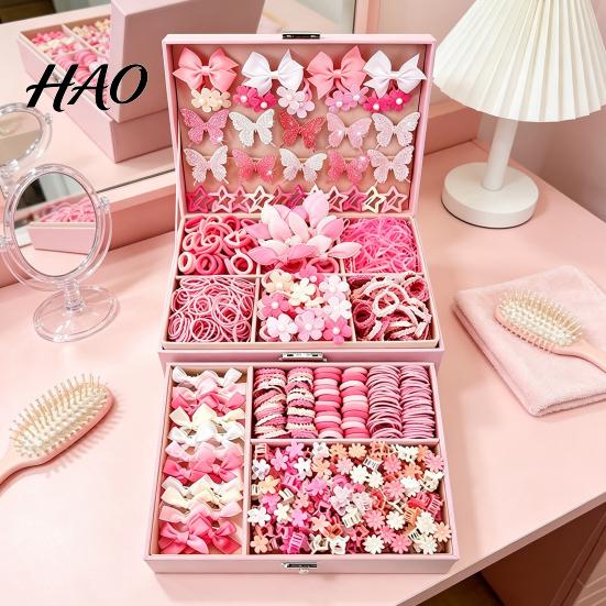 Comfortable Hair Clips for Kids Accessories Set Girls, Bows, Butterfly Clips, Barrettes, Durable Resin Ornaments Elastic Ties, Claws Toddlers Birthday