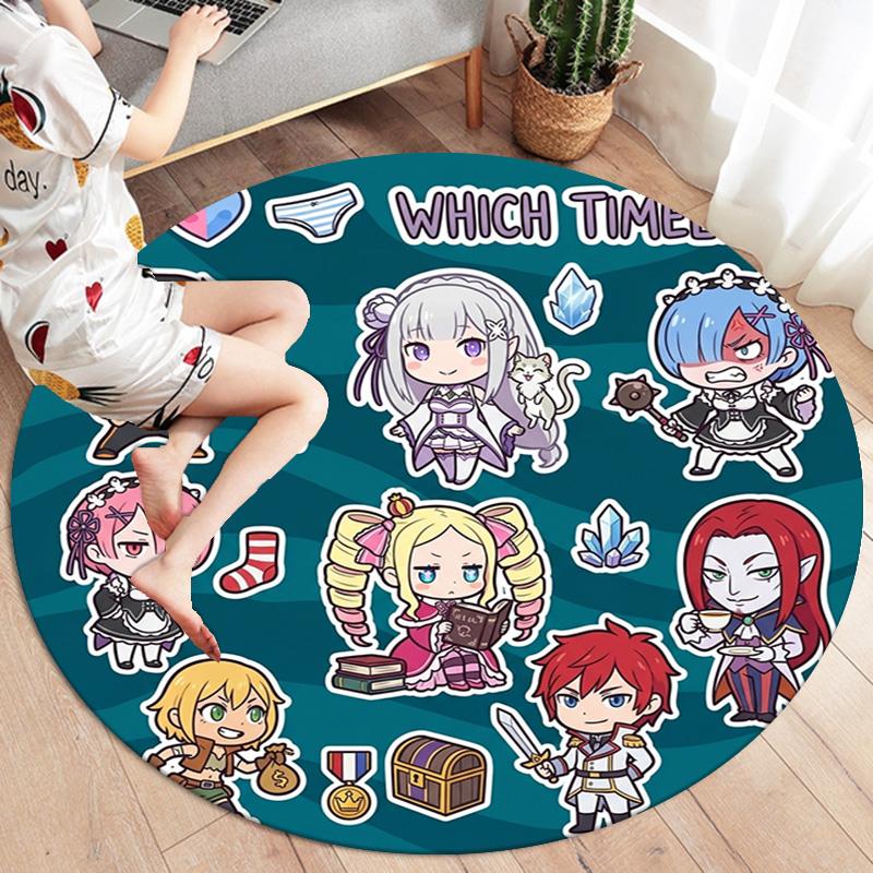 Re Zero Круглый ковер Ковер для гостиной спальни дивана игровой комнаты Декор Нескользящий коврик для пола
