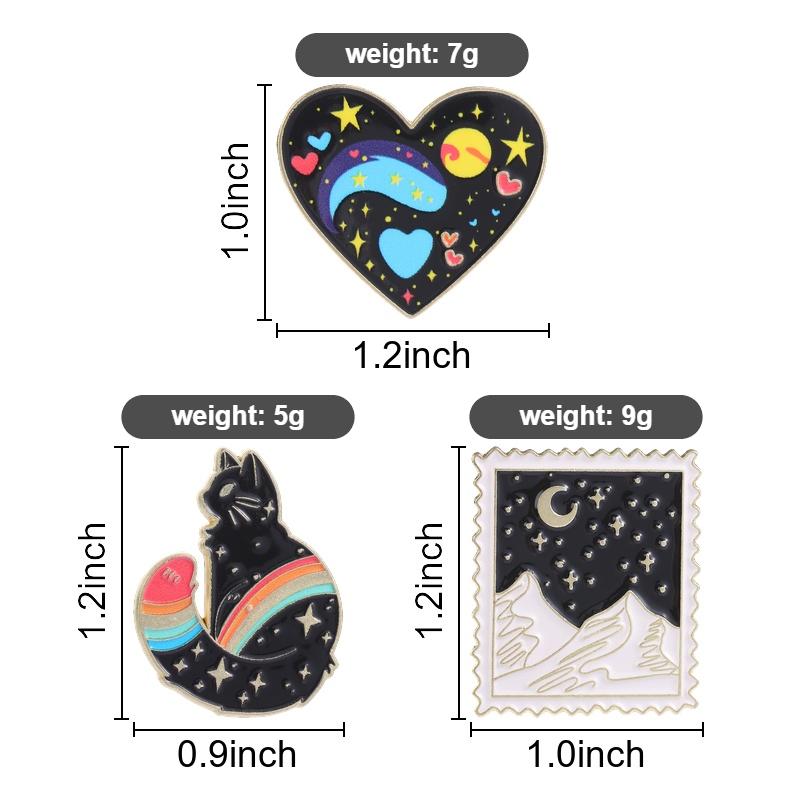Xiaomi Starry Universe Cartoon Brooch Enamel Pin Fantasy Night Sky Heart Galaxy & Rainbow Star Cat Brooch Bag Lapel Badge Jewelry Gifts