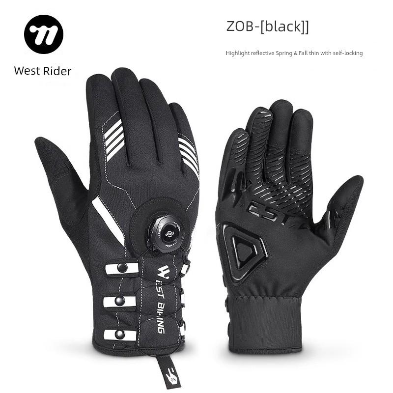 West Rider Cycling Gloves Autumn and Winter Bicycle Gloves Fleece-lined Heattech Mountain Highway Vehicle Full Finger Shock Absorber Gloves