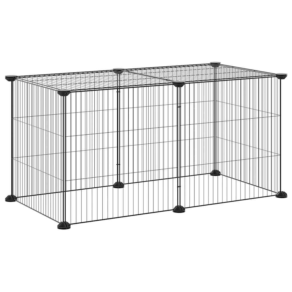 8 Piece Pet Cage Black 35 x 35 cm Steel