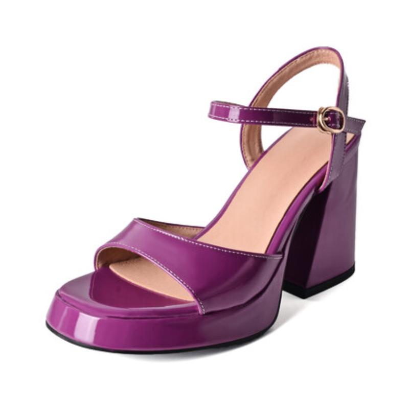 Модные летние женские туфли 2024 года, босоножки на высоком каблуке, мягкие кожаные туфли на платформе, роскошные босоножки на толстой подошве, квадратные высокие каблуки, большой размер 43