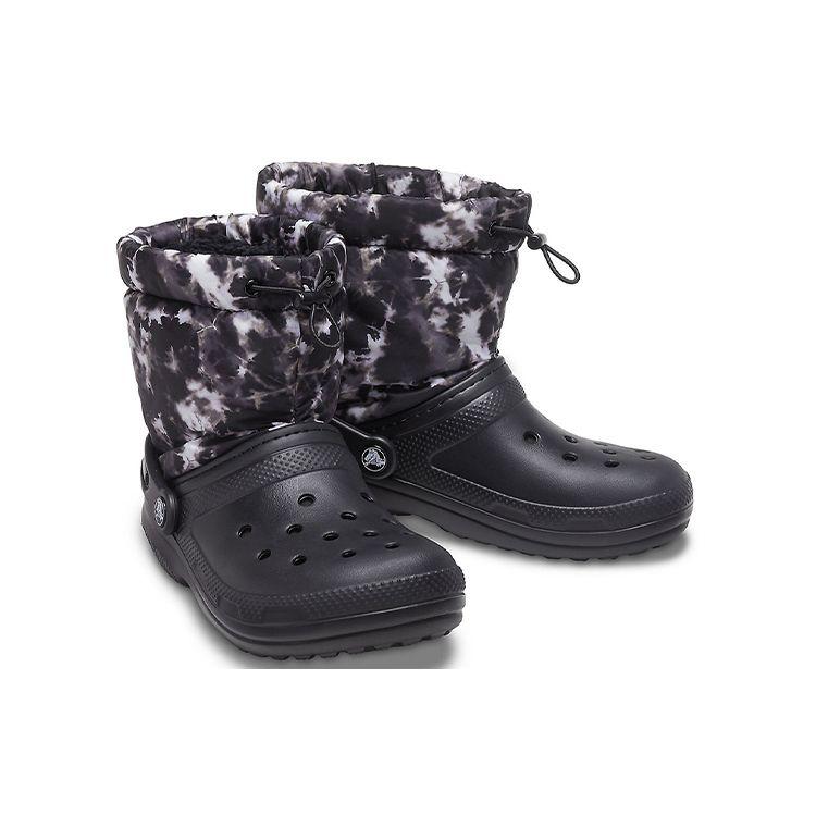 Crocs Classic Lined Neo Tie-Dye Print Winter Comfort Casual Snow Boots Unisex Boots Black 207328-001