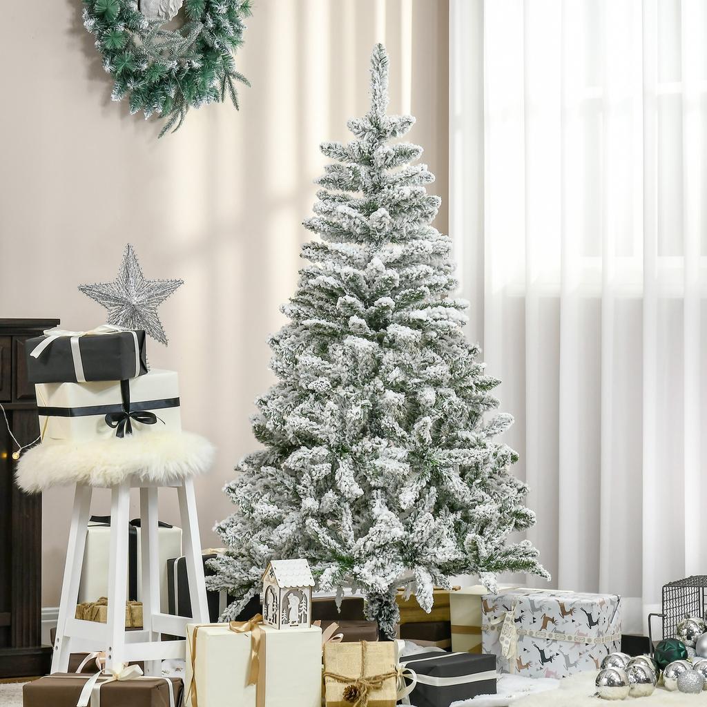 Artificial Christmas tree, snow effect, flame retardant, hinged construction, green/white
