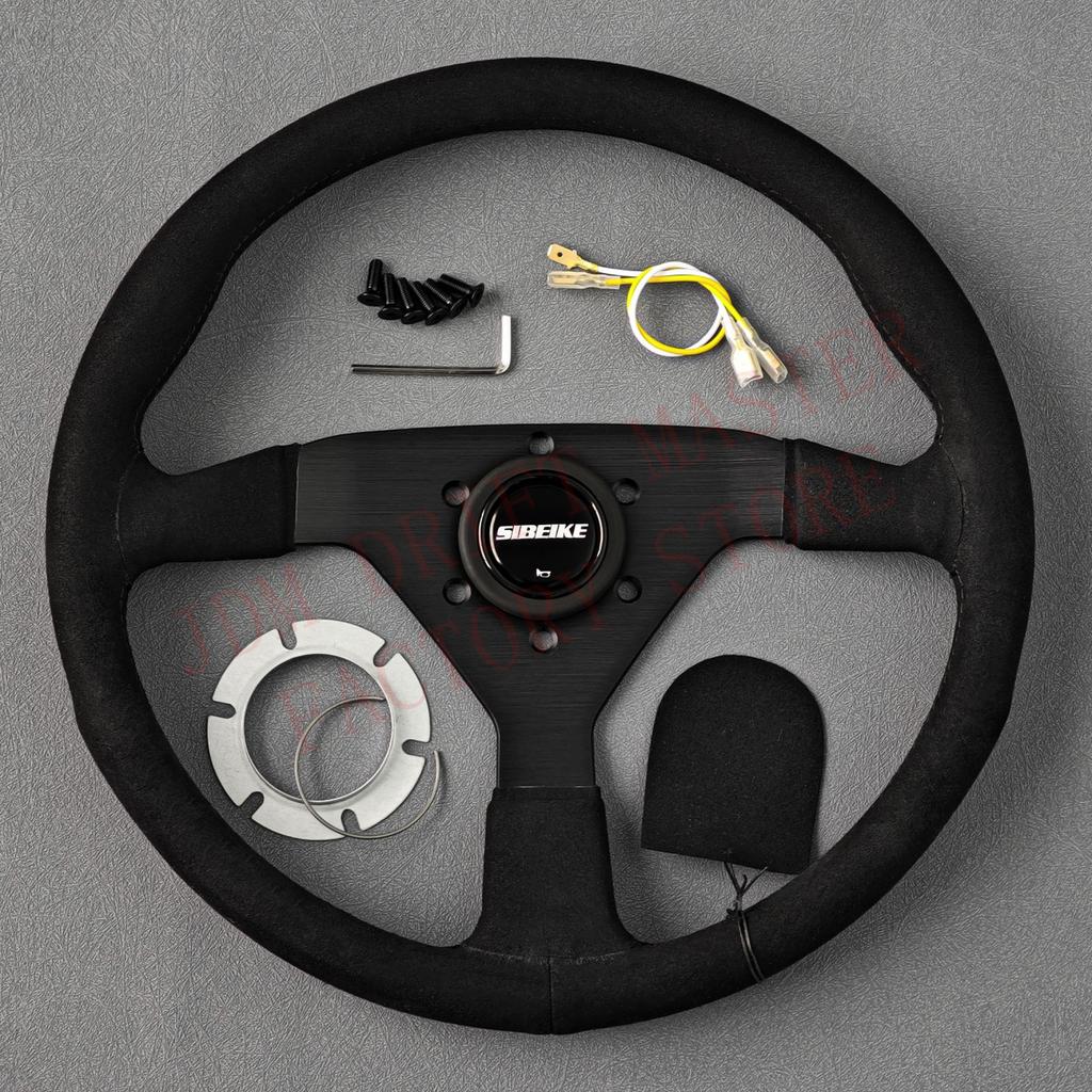 SIBEIKE JDM Montecarlo Черный Замшевый Кожаный Руль Sim Racing Спортивный Руль