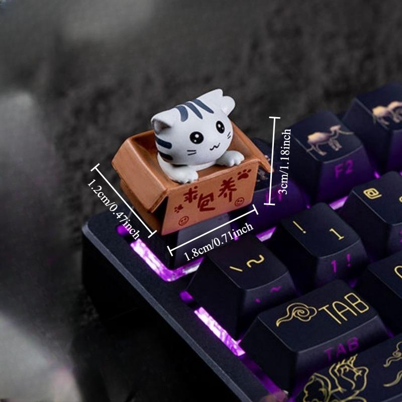 Милые Кошачьи Смоляные Кейкапы Персонализированные Совместимые с Cross Switch для Механической Клавиатуры DIY Запасные Аксессуары