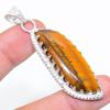 Natural Tiger Eye Gemstone Handmade 925 Sterling Silver Pendant 2.29" M8W56