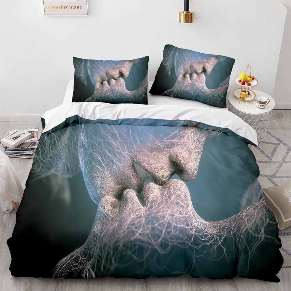 Love Duvet Cover Queen Heart Shaped Bedding Sets White Romance Polyester Comforter Cover for Women Men Boys Girls Teen King Size