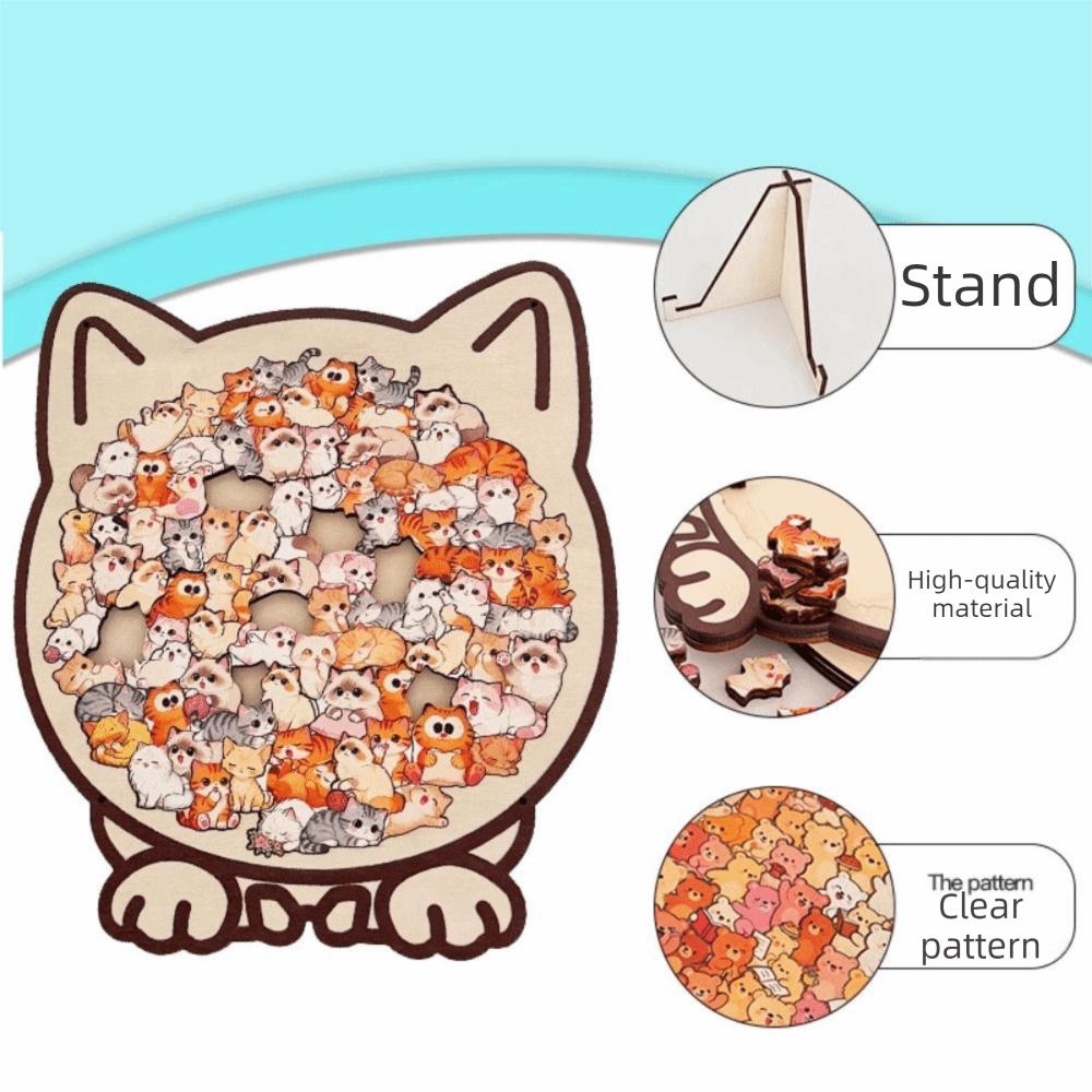 Животные Пазл Кошка Деревянный Пазл Собака Уникальный Неправильный Пазл Формы Кошки Пазл-вкладыш Подарки на День Рождения Рождество
