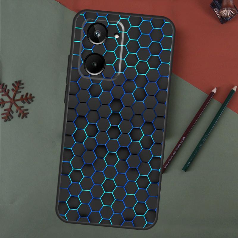 Футуристичный неоновый чехол из углеродного волокна для Realme C75 C65 C67 C71 C63 C61 C55 C51 C53 C35 11 12 13 14 15 Pro Plus GT6 GT7 Pro