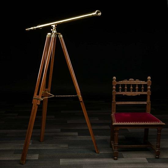 Gift Idea Telescope Stand Brass with Wooden