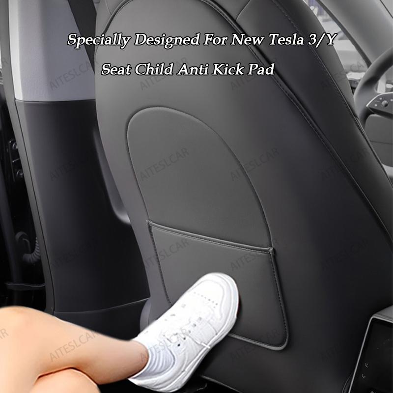Car Seatback Protector for Tesla Model Y Model 3 Seat Back Protective Child Anti-Kick Mats Black Leather Interior Accessories