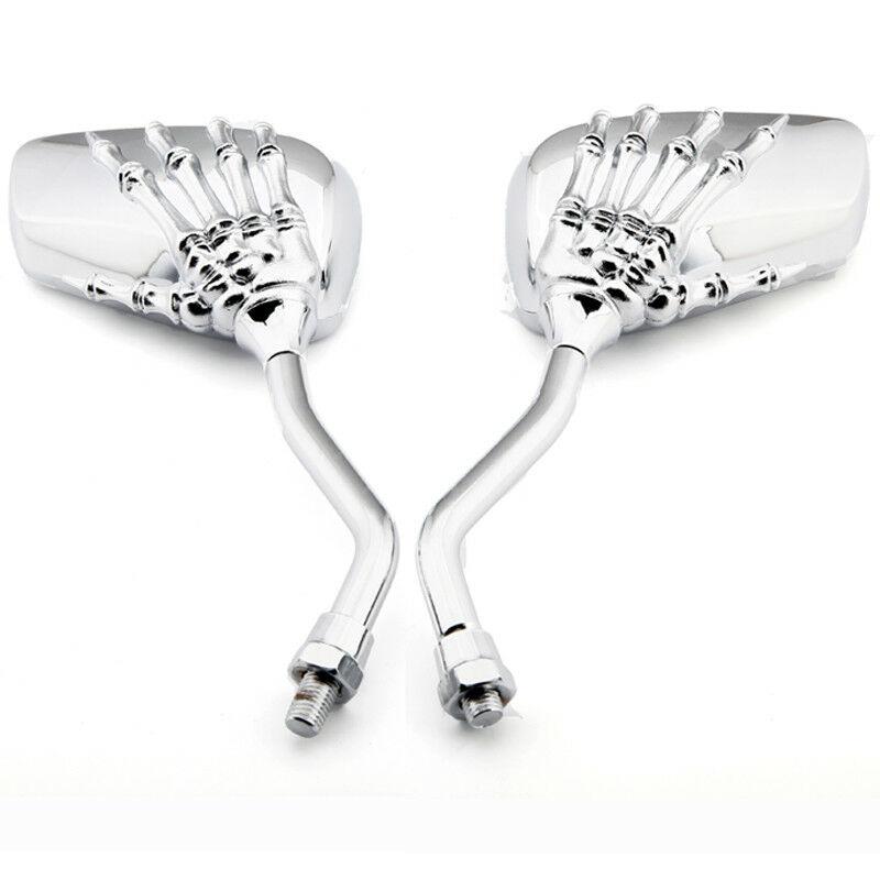 Universal Motorcycle Scooter Side Mirror Back/Silver Modification Skull Craw Shadow Rear View Mirrors Pair 8mm 10mm