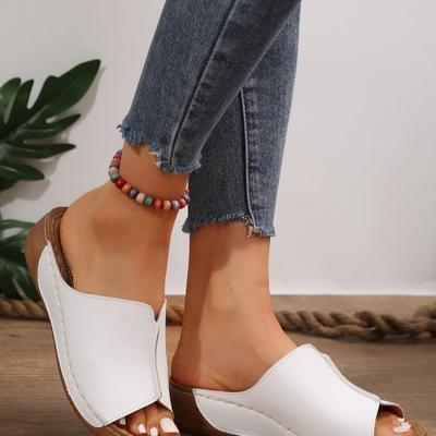 Летние новые тапочки на платформе с наклонным каблуком, европейская и американская мода, импортная торговля, большие размеры, классные пляжные тапочки, классные тапочки с рыбьим ртом