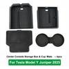 For Tesla New Model Y YL Juniper 2025 2026 Launch Console Armrest Upper Lower ABS Silicone Storage Box Cup Holder Camera Cover