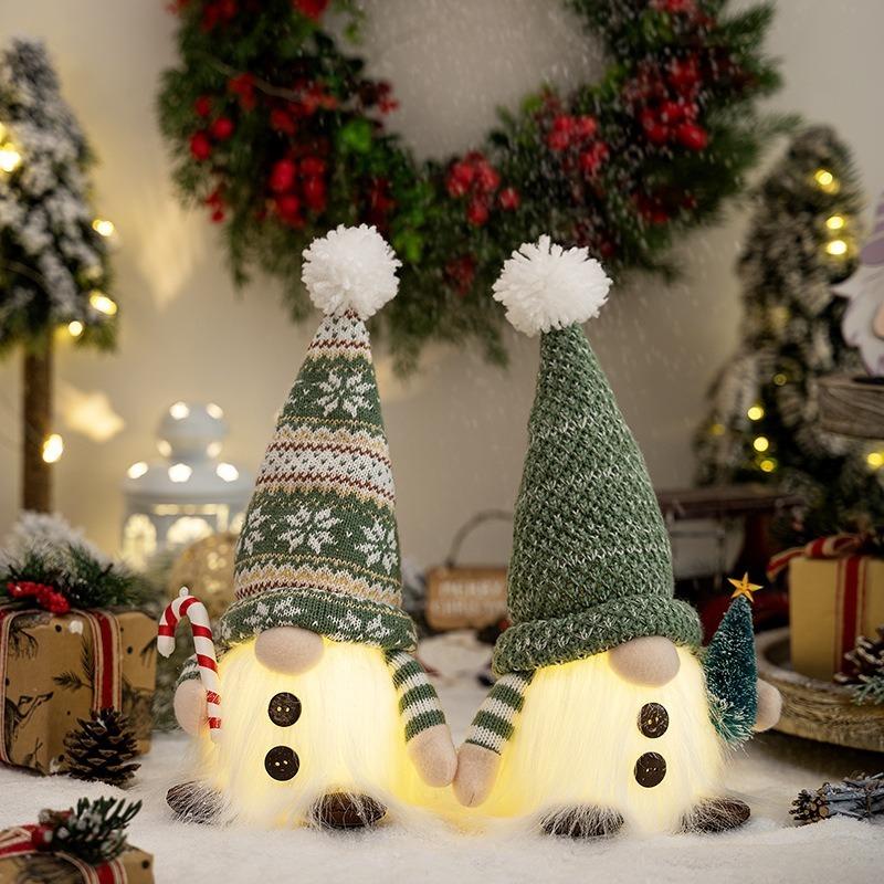 30CM Glowing Knitted Gnome Doll with Led Night Light Christmas Decorations 2025 Home Xmas Tree Decor Navidad New Year 2025 Gift