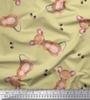 Beige Poly Crepe Fabric Footprints & Mouse Kids Printed Fabric 1 Metre 42 Inch