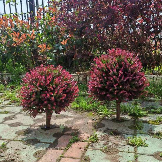 23-дюймовый искусственный шар для топиарной стрижки, искусственное розовое дерево самшита с шипом в земле, устойчивое к ультрафиолетовому излучению, искусственный кустарник для декора крыльца в саду